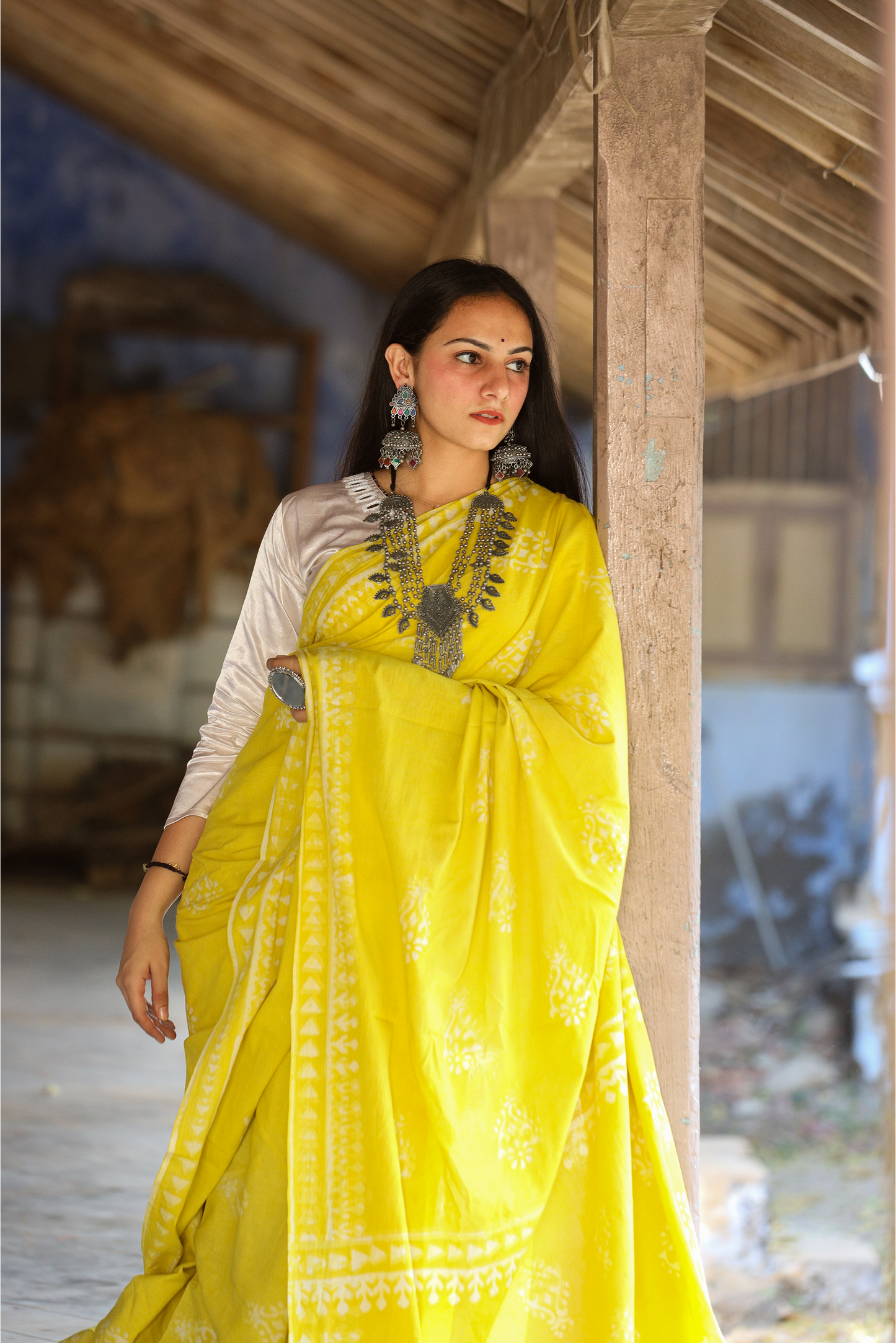 Lemon Yellow Saree