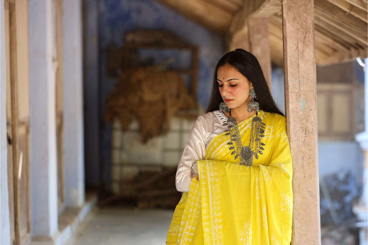 Lemon Yellow Saree