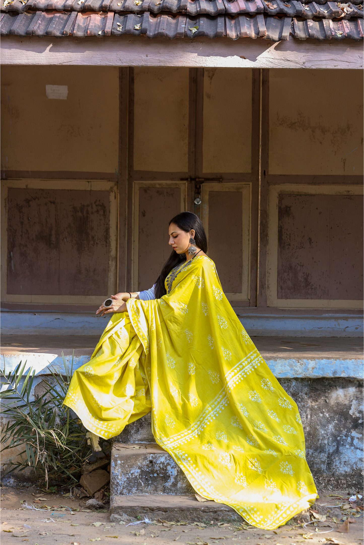 Lemon Yellow Saree