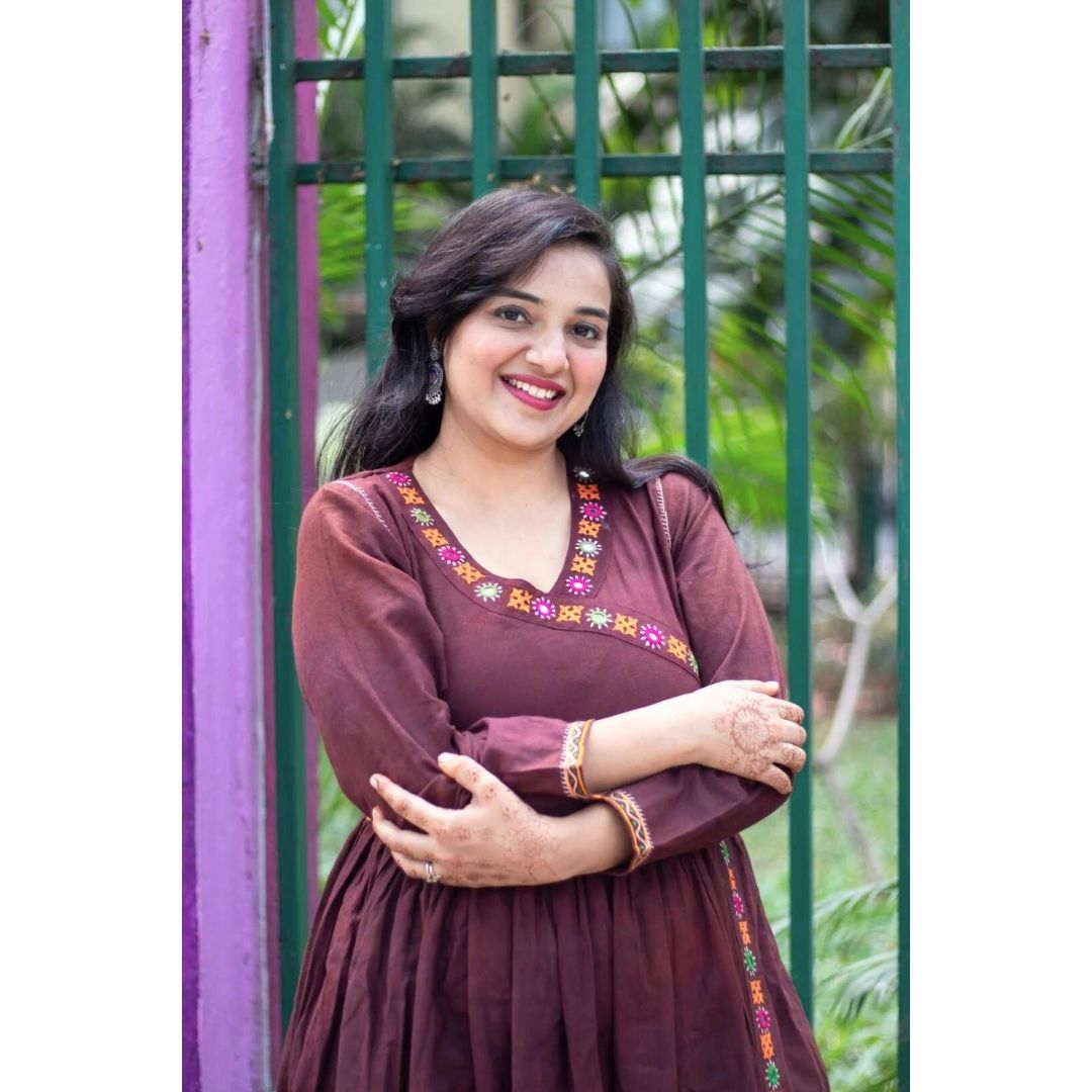 Adya Khadi Brown Kutchi Rebari Kurti